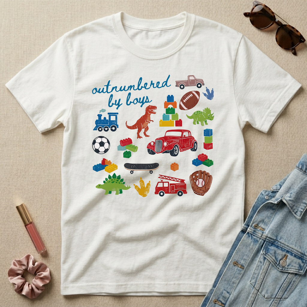 outnumbered by boys chaos t-shirt