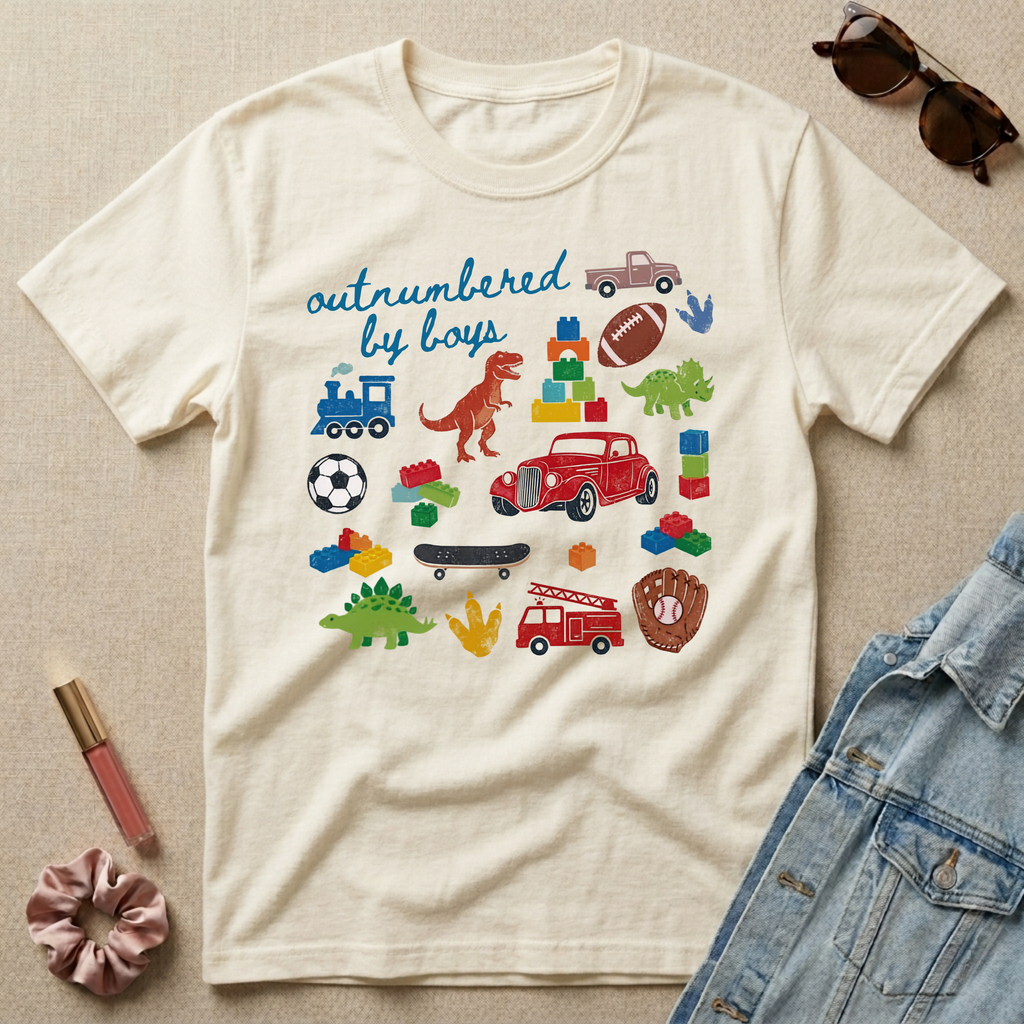 outnumbered by boys chaos t-shirt