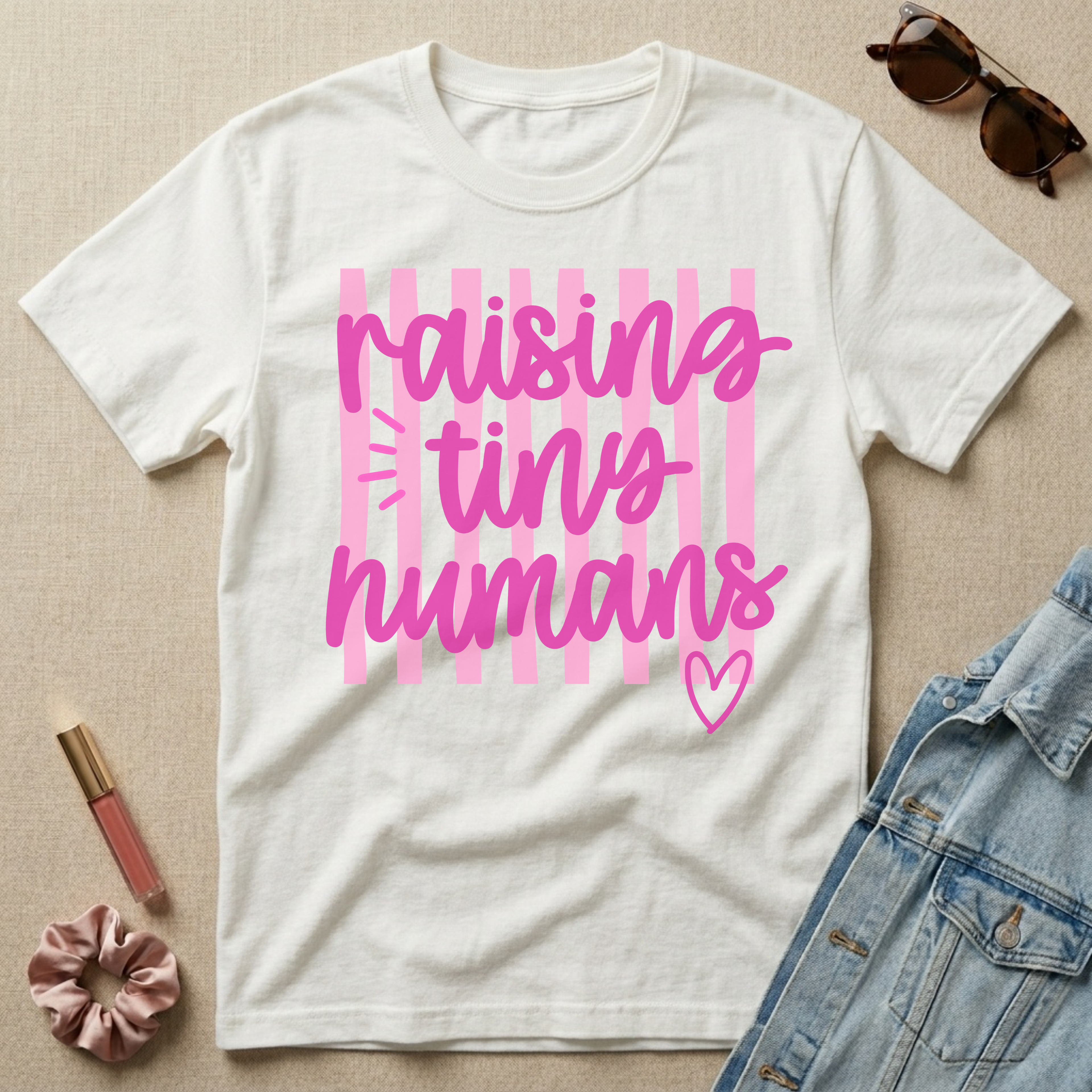 raising tiny humans (pink) t-shirt