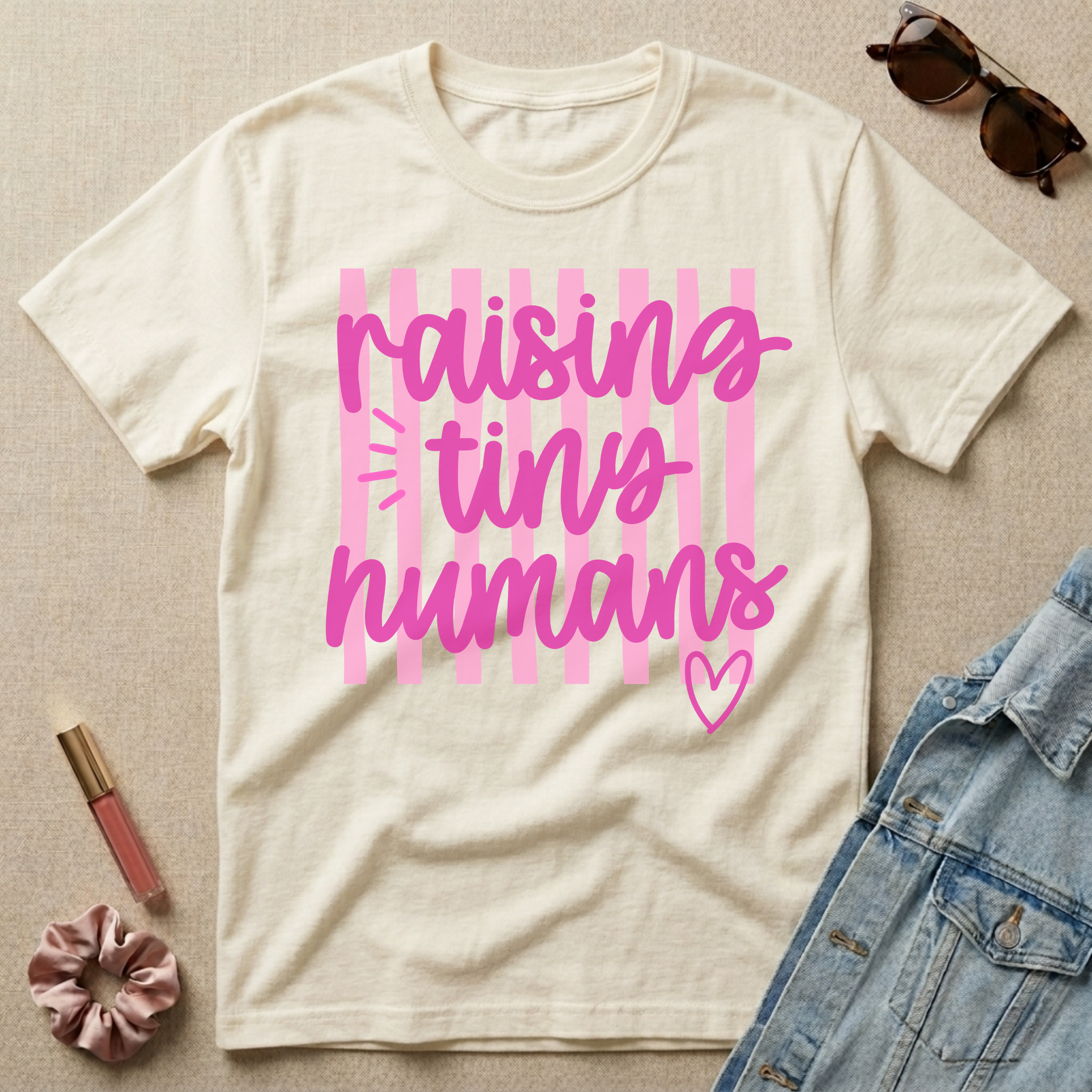 raising tiny humans (pink) t-shirt
