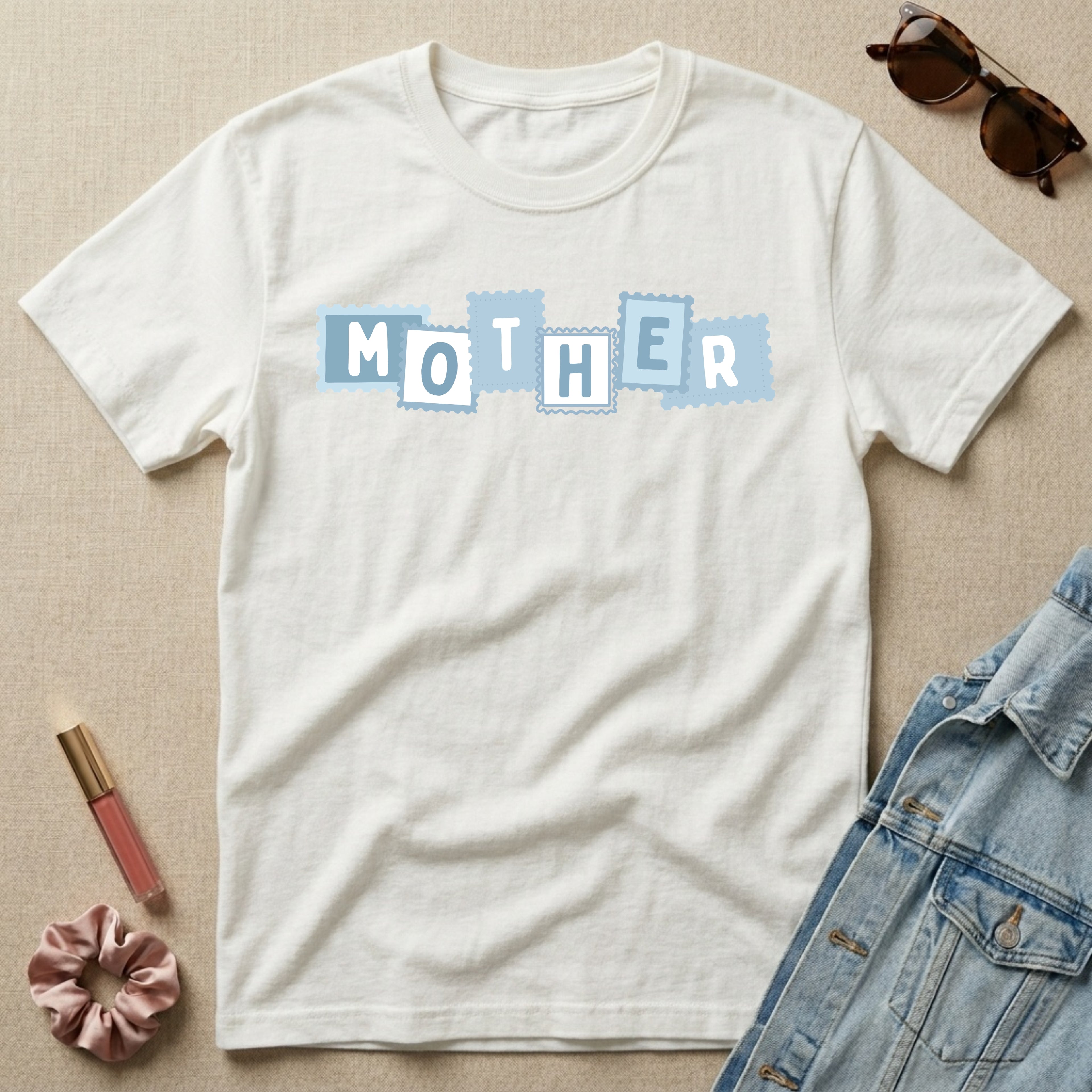 mother blue stamps t-shirt
