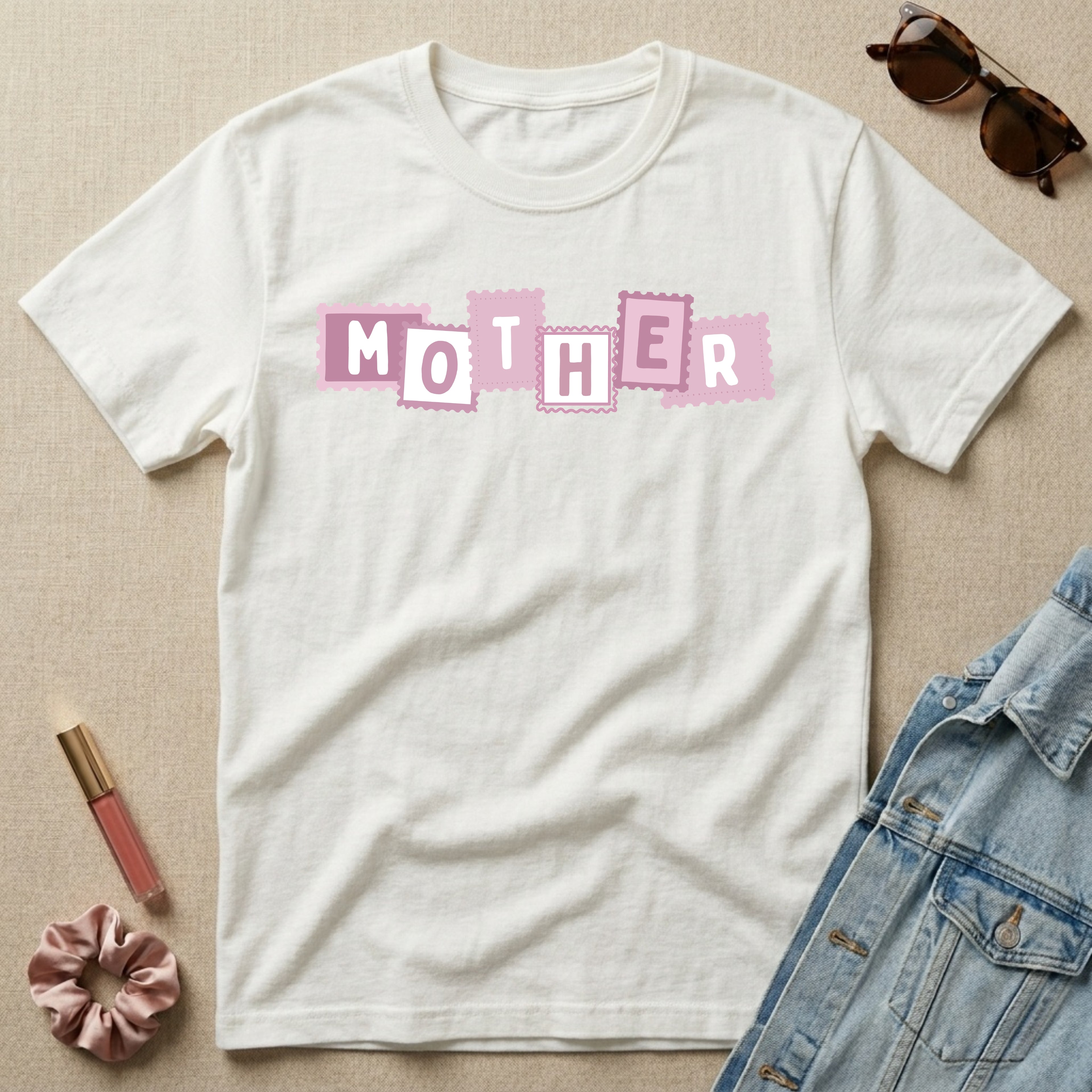 mother pink stamps t-shirt